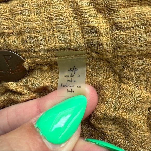 Free People One Yellow Asymmetrical Long Sleeve Open Blouse Women’s S - Picture 3 of 15